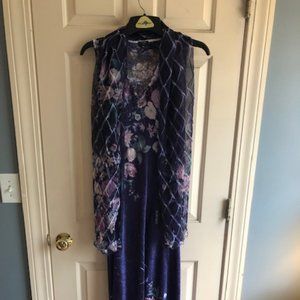 Komarov Foral Maxi Dress with Scarf-XL